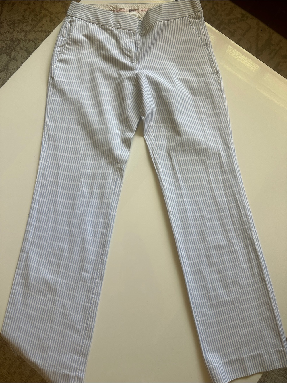 J. Crew Light Blue and White Seersucker CityFit Pants